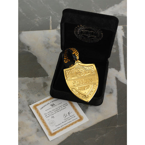 Steelers Christmas Ornament - Pittsburgh Steelers Shield | Gold Plated, Bronze, Aluminum Ornament - YinzerShop