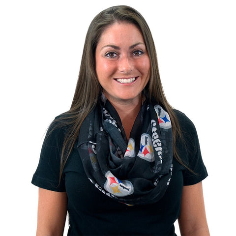 Steelers Infinity Scarf - Lightweight Sheer Fan Scarf With Team Logo Scarf - YinzerShop