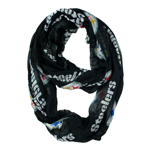 Steelers Infinity Scarf - Lightweight Sheer Fan Scarf With Team Logo Scarf - YinzerShop