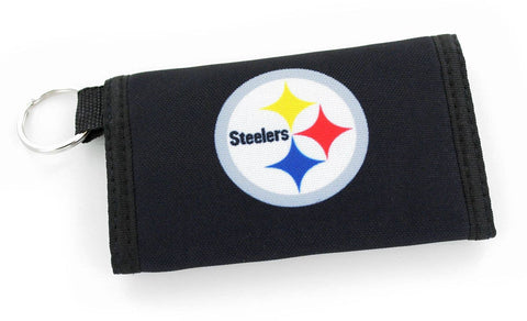 Steelers Nylon Wallet | Durable NFL Wallet Keychain With Cash Slot & Team Logo Wallet - YinzerShop