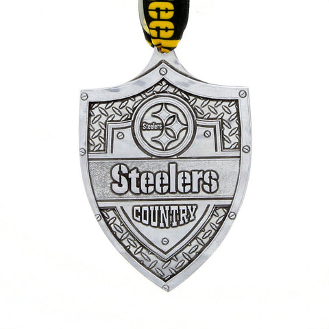Steelers Ornament - Handcrafted Aluminum Football Fan Gift | Pittsburgh Steelers Decor - YinzerShop