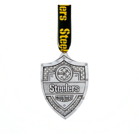 Steelers Ornament - Handcrafted Aluminum Football Fan Gift | Pittsburgh Steelers Decor - YinzerShop