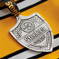 Steelers Ornament - Handcrafted Aluminum Football Fan Gift | Pittsburgh Steelers Decor - YinzerShop