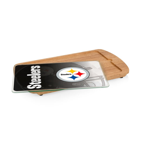 Steelers Serving Tray – Pittsburgh Steelers Glass Top Tray With Parawood Cutting Board Licensed - YinzerShop