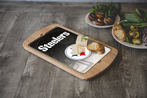Steelers Serving Tray – Pittsburgh Steelers Glass Top Tray With Parawood Cutting Board Licensed - YinzerShop