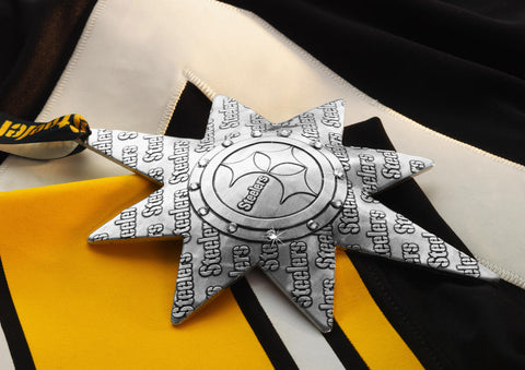 Steelers Star Ornament – Hand-Forged Metal Football Fan Gift with Crystals - YinzerShop