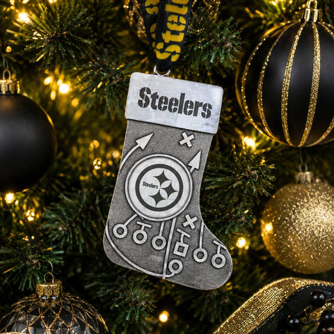 Steelers Stocking Ornament – Handcrafted Football Playbook Design Holiday Decor - YinzerShop