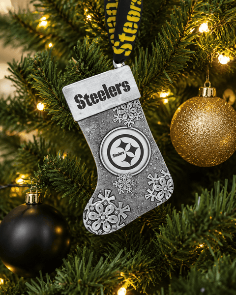 Steelers Stocking Ornament - Pittsburgh Steelers Snowflake Design NFL Christmas Decor Ornament - YinzerShop