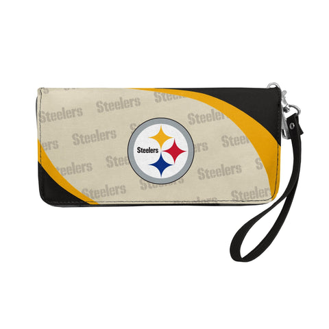 Steelers Zip Organizer | Pittsburgh Steelers Wallet With Card Slots & Dual Compartments Wristlet - YinzerShop