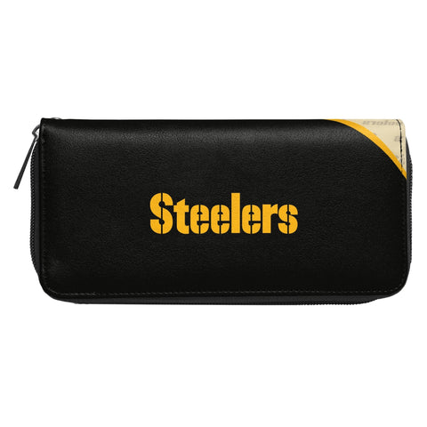 Steelers Zip Organizer | Pittsburgh Steelers Wallet With Card Slots & Dual Compartments Wristlet - YinzerShop