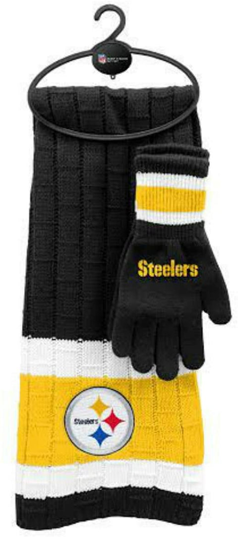 Pittsburgh Steelers Cold Weather Knit Scarf and Glove Set Scarf / Glove Set Turnovers Inc