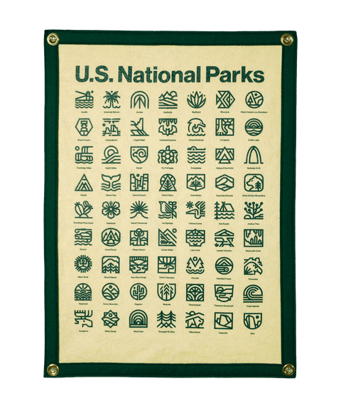 Steve Wolf National Parks Camp Flag – Handmade Wool Felt Outdoor Camping Decor Camp Flag - YinzerShop