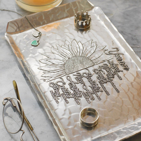 Sunflower Butler Tray – Handcrafted Aluminum Decorative Serving Tray by Wendell August Forge - YinzerShop
