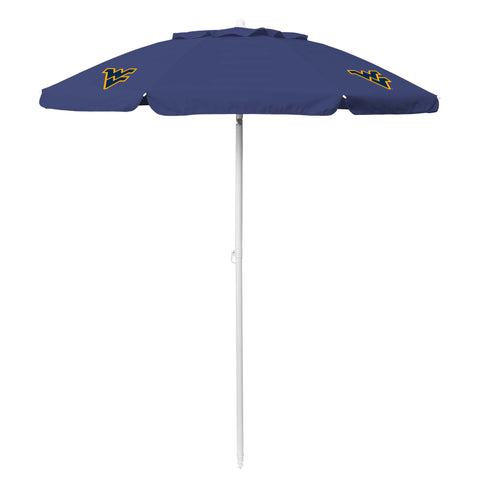 West Virginia Mountaineers Portable Beach Umbrella - 5.5 Ft UPF 50 Sun Protection Canopy