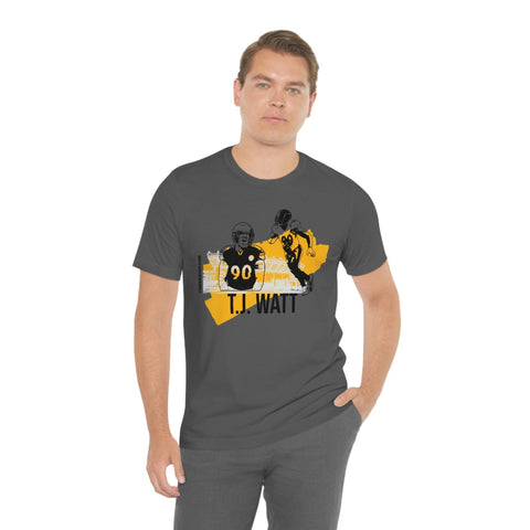 T.J. Watt Pittsburgh Headliner Series T-Shirt Short Sleeve Tee T-Shirt Printify   