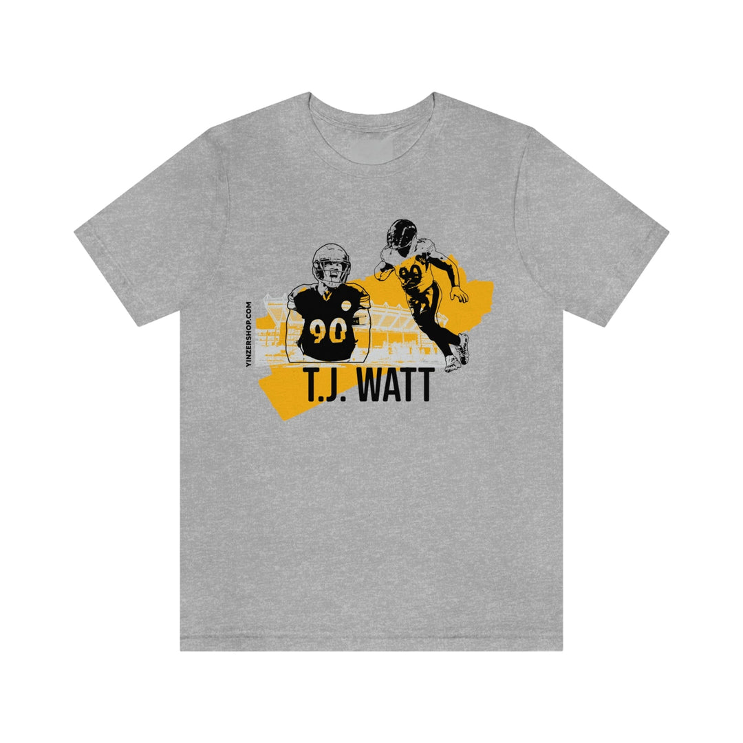 T.J. Watt Pittsburgh Headliner Series T-Shirt Short Sleeve Tee T-Shirt Printify Athletic Heather S 