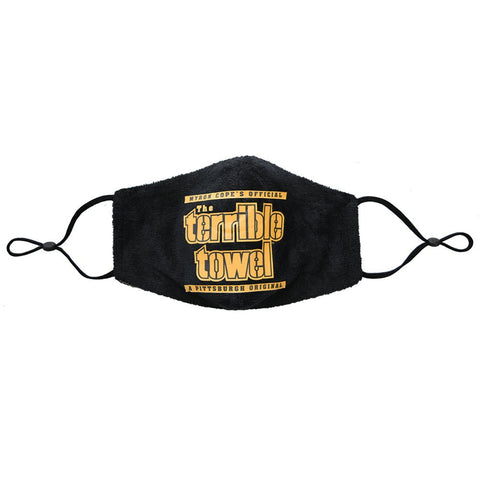 Terrible Towel Mask - Pittsburgh Steelers Black NFL Fan Face Covering with Adjustable Straps Terrible Towel - YinzerShop