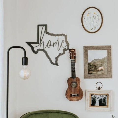 Texas Wall Decor - Rustic Metal Sign | Steel Script Sign Indoor Wall Hanging Wall Decor - YinzerShop