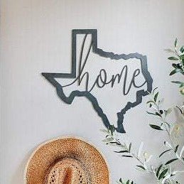 Texas Wall Decor - Rustic Metal Sign | Steel Script Sign Indoor Wall Hanging Wall Decor - YinzerShop