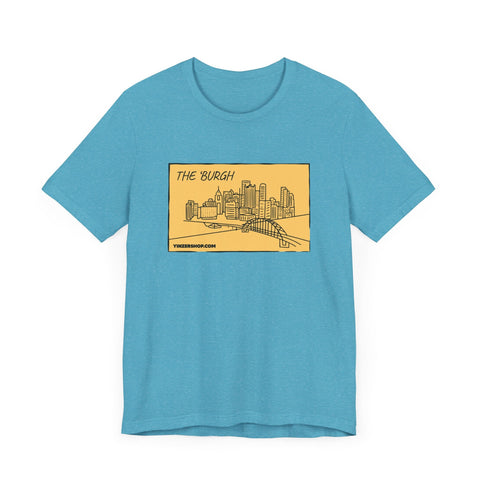 The 'Burgh Cartoon Pittsburgh Skyline - Short Sleeve Shirt T-Shirt - YinzerShop