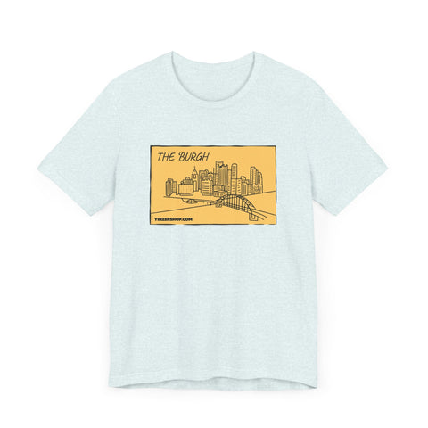 The 'Burgh Cartoon Pittsburgh Skyline - Short Sleeve Shirt T-Shirt - YinzerShop