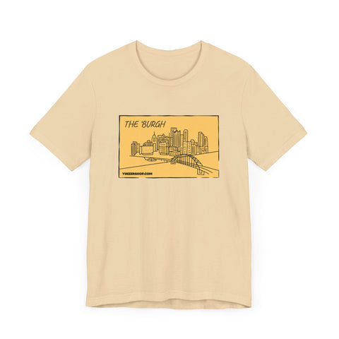 The 'Burgh Cartoon Pittsburgh Skyline - Short Sleeve Shirt T-Shirt - YinzerShop