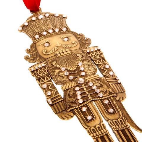 Nutcracker Prince Ornament – Handcrafted Bronze Holiday Keepsake with Crystal Accents