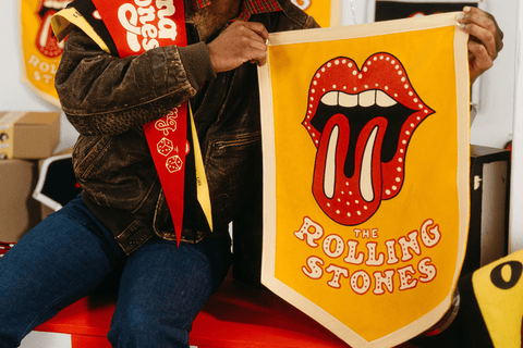 The Rolling Stones Camp Flag • The Rolling Stones x Oxford Pennant Camp Flag - YinzerShop