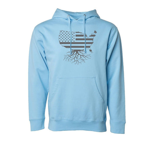 USA Flag Hoodie (Unisex) Pullover Hoodie WYR Aqua S 