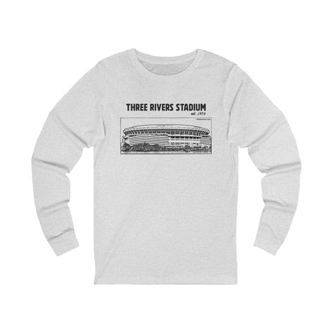 Three Rivers Stadium - 1970 - Retro Schematic - Long Sleeve Tee Long Sleeve Shirt - YinzerShop