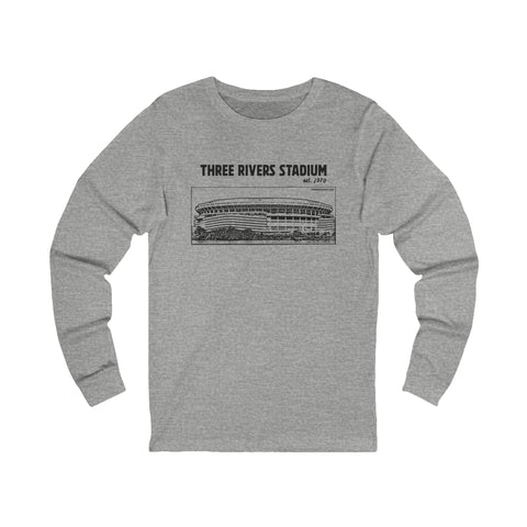 Three Rivers Stadium - 1970 - Retro Schematic - Long Sleeve Tee Long Sleeve Shirt - YinzerShop