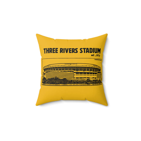 Three Rivers Stadium - 1970 - Retro Schematic - Spun Polyester Square Pillow Home Decor - YinzerShop