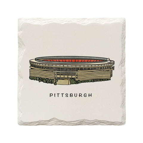 Three Rivers Stadium Ceramic Drink Coaster by The Doodle Line Coaster - YinzerShop