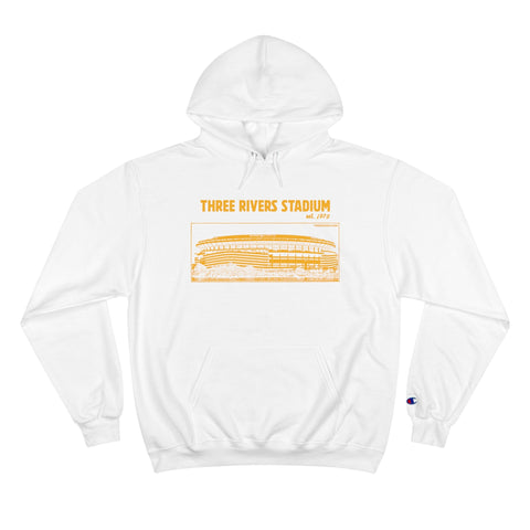 Three Rivers Stadium - Retro Schematic - Champion Hoodie Hoodie - YinzerShop