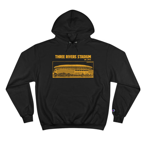 Three Rivers Stadium - Retro Schematic - Champion Hoodie Hoodie - YinzerShop