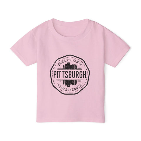 Toddler Cotton T-Shirt - Pittsburgh Vintage Stamp | Breathable Classic Fit Tee Kids Apparel - YinzerShop