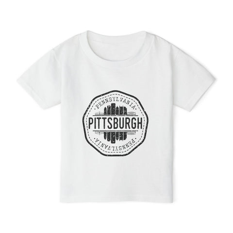 Toddler Cotton T-Shirt - Pittsburgh Vintage Stamp | Breathable Classic Fit Tee Kids Apparel - YinzerShop