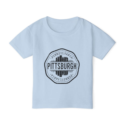 Toddler Cotton T-Shirt - Pittsburgh Vintage Stamp | Breathable Classic Fit Tee Kids Apparel - YinzerShop