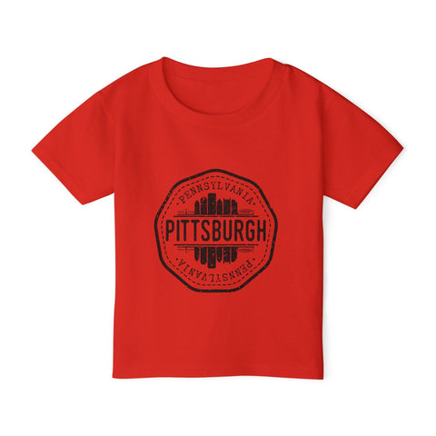Toddler Cotton T-Shirt - Pittsburgh Vintage Stamp | Breathable Classic Fit Tee Kids Apparel - YinzerShop