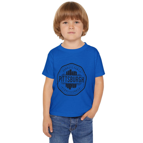 Toddler Cotton T-Shirt - Pittsburgh Vintage Stamp | Breathable Classic Fit Tee Kids Apparel - YinzerShop