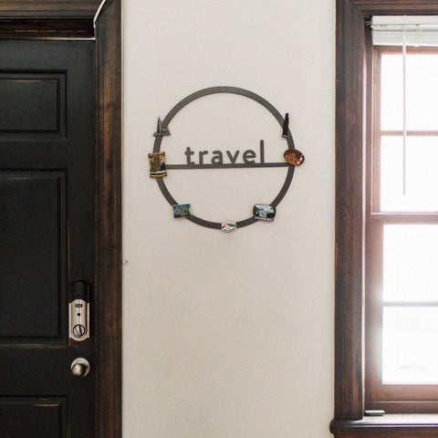 Travel Circle Wall Decor – Metal Wall Art | Rust Resistant Indoor Steel Sign Wall Decor - YinzerShop