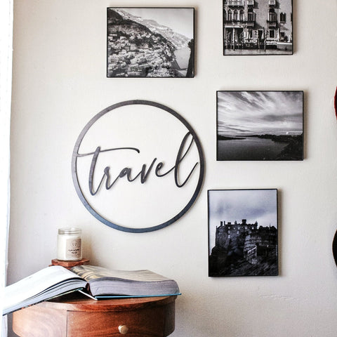 Travel Circle Wall Decor – Metal Wall Art | Rust Resistant Indoor Steel Sign Wall Decor - YinzerShop
