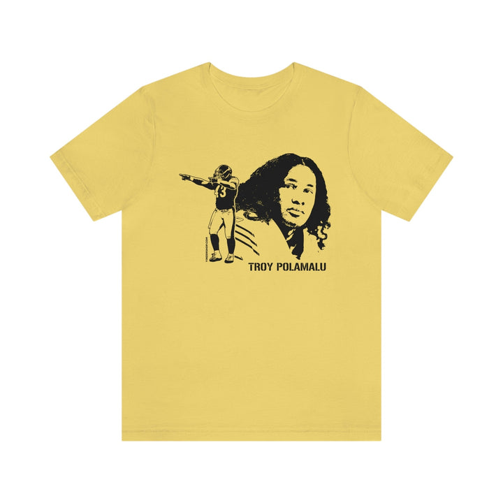Troy Polamalu Legend T-Shirt Short Sleeve Tee T-Shirt Printify Yellow S 