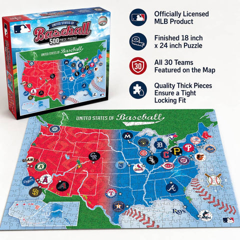 MLB Jigsaw Puzzle - 500 Piece USA Map Puzzle Featuring All Teams | MasterPieces