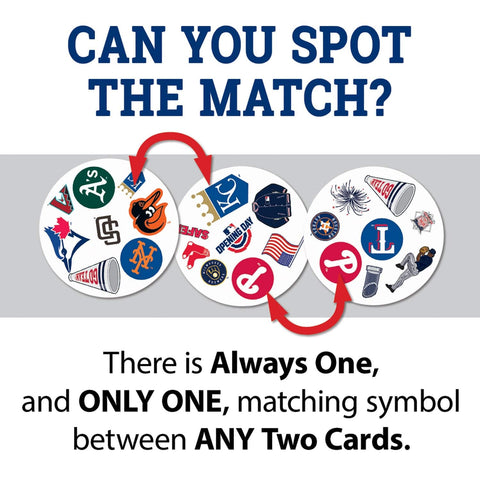 MLB Spot It Game - Fast Paced Matching Card Game with Unique MLB Symbols