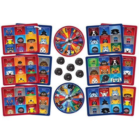 NHL Bingo Game - League Mascot Match With Double-Sided Boards & Spinner