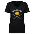 Ulf Samuelsson T-Shirt – Pittsburgh Hockey Shirt With 5 Sticks Graphic Tee Women's V-Neck T-Shirt - YinzerShop