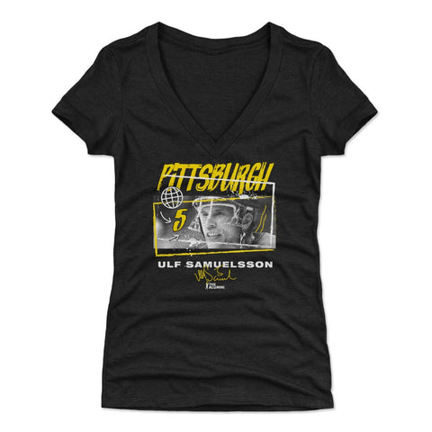 Ulf Samuelsson T-Shirt | Pittsburgh Tones Slim Fit Tee - V-Neck Short Sleeve Women's V-Neck T-Shirt - YinzerShop