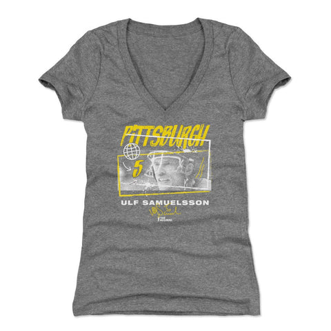 Ulf Samuelsson T-Shirt | Pittsburgh Tones Slim Fit Tee - V-Neck Short Sleeve Women's V-Neck T-Shirt - YinzerShop