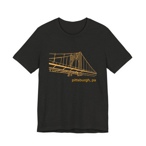 Unisex Jersey Tee Clemente Bridge | Bella Canvas 3001 Soft Cotton Shirt T-Shirt - YinzerShop